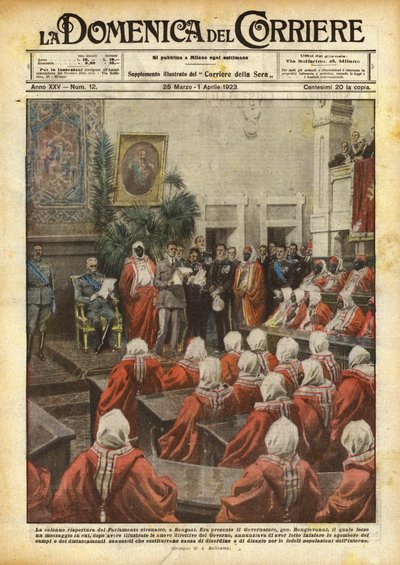 La solemne reapertura del Parlamento cirenaico, en Bengasi de Achille Beltrame